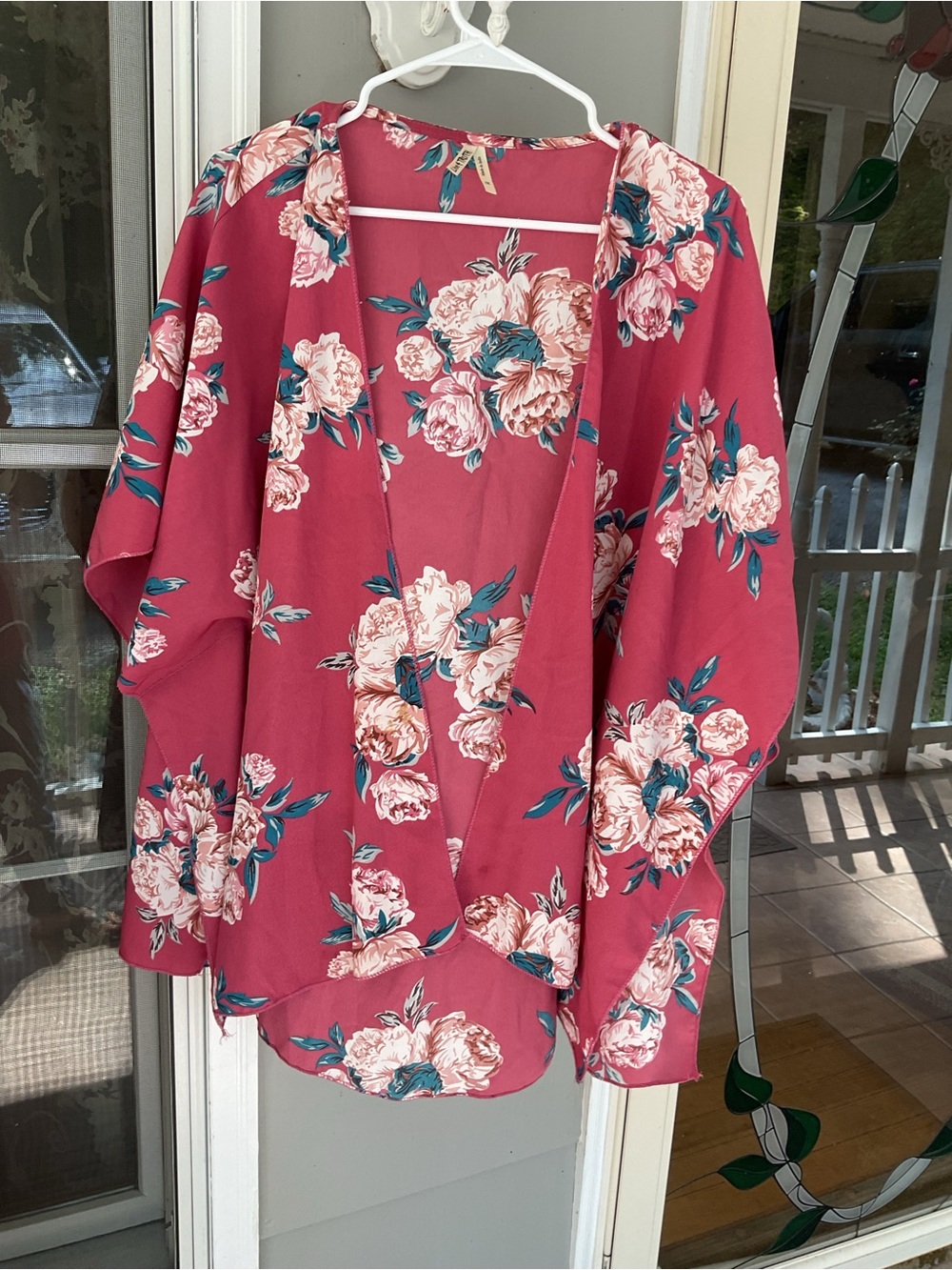 Live 4 Truth Floral Mauve Pink Women’s Cardigan Kimono Style Top Size 1X EUC
